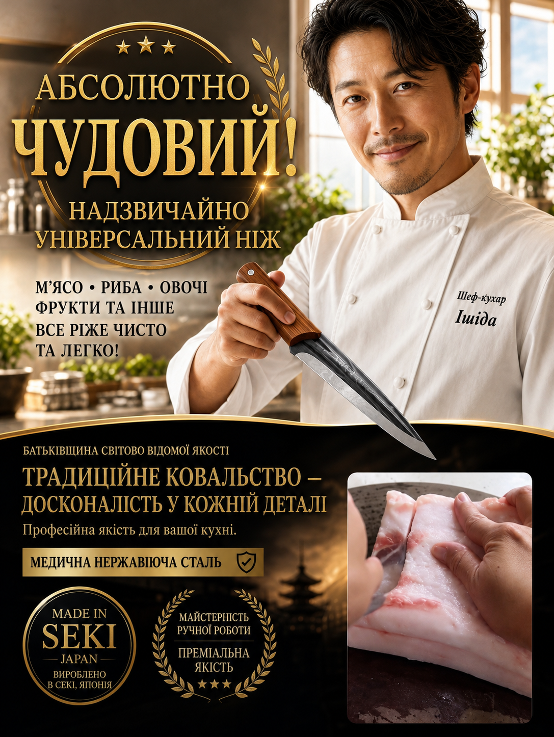 Багатофункціональний універсальний ніж з нержавіючої сталі