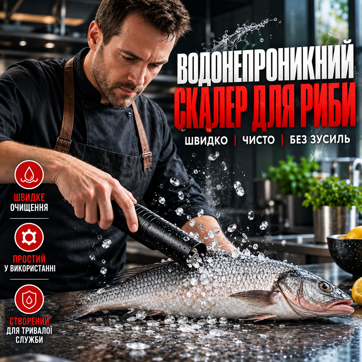 Електричний водонепроникний інструмент для чищення риби